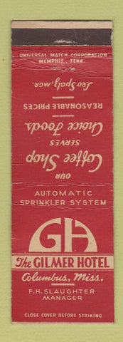 Matchbook Cover - Gilmer Hotel Columbus MS