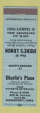Matchbook Cover - Irene's Lunch Charlie's Place Davenport IA