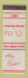 Matchbook Cover - Ray Cooper's The Club New York City? Chicago?