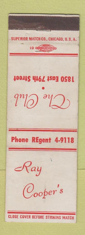 Matchbook Cover - Ray Cooper's The Club New York City? Chicago?