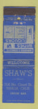 Matchbook Cover - Shaw's Union Bar Visalia CA WEAR