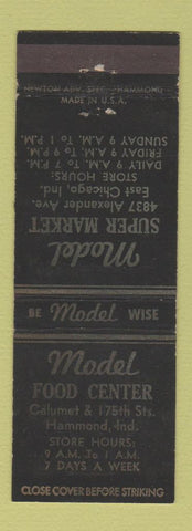 Matchbook Cover - Model Super Market Grocery East Chicago IN WEAR