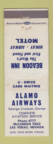 Matchbook Cover - Beacon Inn Alamo Airways Las Vegas NV