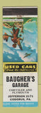 Matchbook Cover - Baugher's Garage Chrysler Plymouth Codorus PA