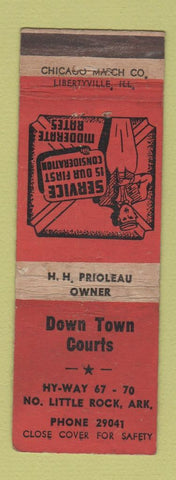 Matchbook Cover - Down Town Courts North Little Rock AR Bellhop WEAR