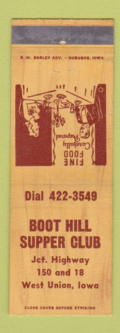 Matchbook Cover - Boot Hill Supper Club West Union IA