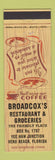 Matchbook Cover - Broadcox's Restaurant Grocery Vero Beach FL