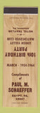 Matchbook Cover - Paul M Schaeffer Match Collectors Egypt PA 1964
