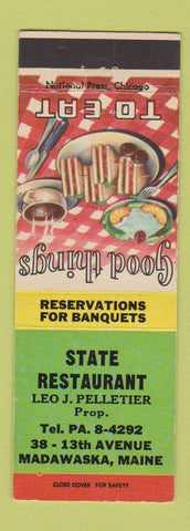 Matchbook Cover - State Restaurant Madawaska ME