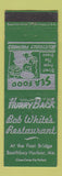 Matchbook Cover - Bob White's Restaurant  Boothbay Harbor ME
