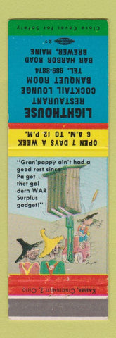 Matchbook Cover - Lighthouse Restaurant Brewer ME hillbilly