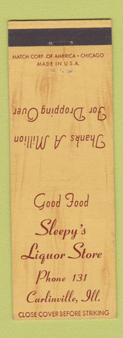 Matchbook Cover - Sleepy's Liquor Store Carlinville IL