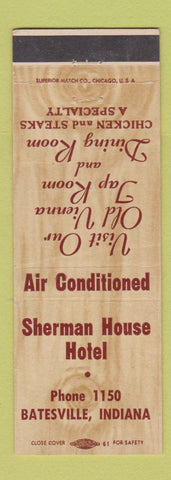 Matchbook Cover - Sherman House Hotel Batesville IN