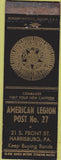 Matchbook Cover - American Legion Post 27 Harrisburg PA WEAR