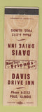 Matchbook Cover - Davis Drive Inn Polo IL
