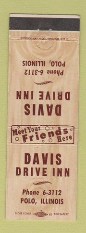 Matchbook Cover - Davis Drive Inn Polo IL