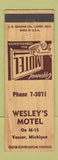 Matchbook Cover - Welsley's Motel Vassar MI