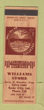 Matchbook Cover - Williams Store Rome City IN
