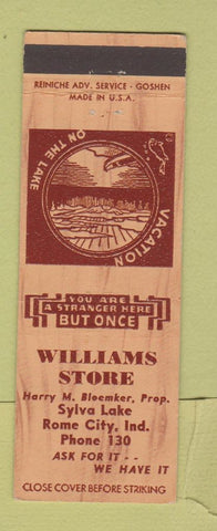 Matchbook Cover - Williams Store Rome City IN