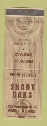 Matchbook Cover - Shady Oaks Peoria IL restaurant