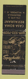 Matchbook Cover - Casa Roma Restaurant Italian North Wildwood NJ WEAR