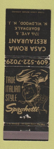 Matchbook Cover - Casa Roma Restaurant Italian North Wildwood NJ WEAR