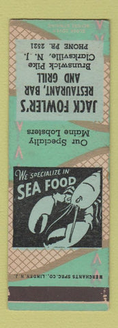 Matchbook Cover - Jack Fowler's Bar Grill Clarksville NJ SAMPLE