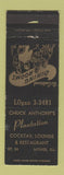 Matchbook Cover - Chuck Anthony's Plantation Monee IL WORN