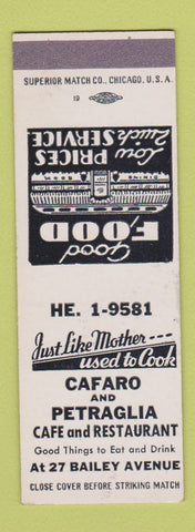 Matchbook Cover - Cafaro and Petraglia Cafe  SAMPLE