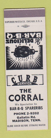 Matchbook Cover - The Corral Madison TN BBQ SAMPLE