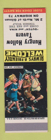 Matchbook Cover - Hungry Hollow Tavern Gilman WI SAMPLE
