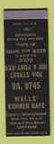 Matchbook Cover - Walls' Korner Cafe Carthage Cincinnati OH liquor SAMPLE