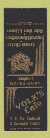 Matchbook Cover - Volk's Cafe New York City? SAMPLE