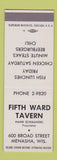 Matchbook Cover - Fifth Ward Tavern Menasha WI Hank Schmanski SAMPLE