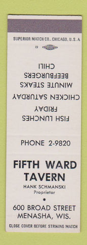 Matchbook Cover - Fifth Ward Tavern Menasha WI Hank Schmanski SAMPLE