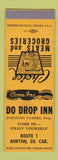 Matchbook Cover - Do Drop Inn Burton SC grocery Pinckney Pushea SAMPLE