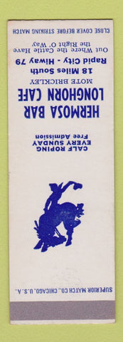 Matchbook Cover - Hermosa Bar Longhorn Cafe Rapid City SD SAMPLE