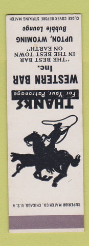 Matchbook Cover - Western Bar Upton WY Bubble Lounge SAMPLE
