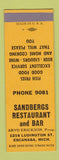 Matchbook Cover - Sandbergs Restaurant Bar Escanaba MI SAMPLE
