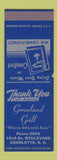 Matchbook Cover - Greenland Grill Charlotte NC SAMPLE