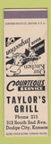 Matchbook Cover - Taylor's Grill Dodge City KS SAMPLE