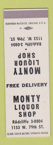 Matchbook Cover - Monty Liquor Shop SAMPLE