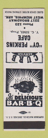 Matchbook Cover - Cy Perkins Cafe BBQ West Memphis AR WEAR SAMPLE