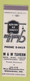 Matchbook Cover - M&M Tavern Mishawaka IN SAMPLE