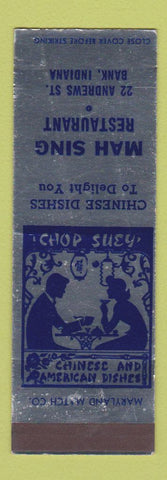 Matchbook Cover - Mah Sing Chinese Restaurant Bank IN SAMPLE