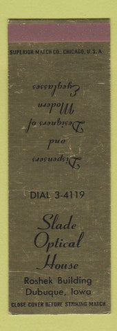 Matchbook Cover - Slade Optical House Dubuque IA SAMPLE