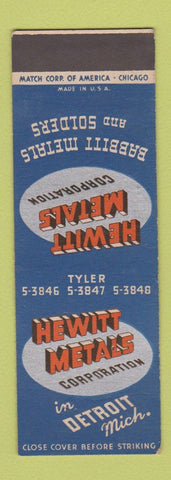 Matchbook Cover - Hewitt Metals Corp Detroit MI SAMPLE