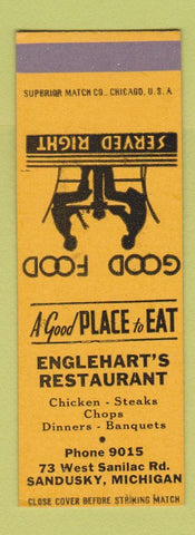 Matchbook Cover - Englehart's Restaurant Sandusky MI SAMPLE