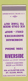 Matchbook Cover - Riverside Restaurant St Clair MI SAMPLE