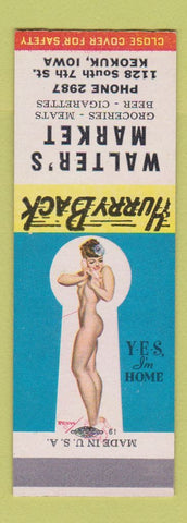Matchbook Cover - Walter's Market Keokuk IA Pinup SAMPLE
